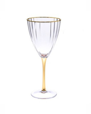 Classic Touch Set of 6 Textured Glasses with Gold Stem and Rim | Target
