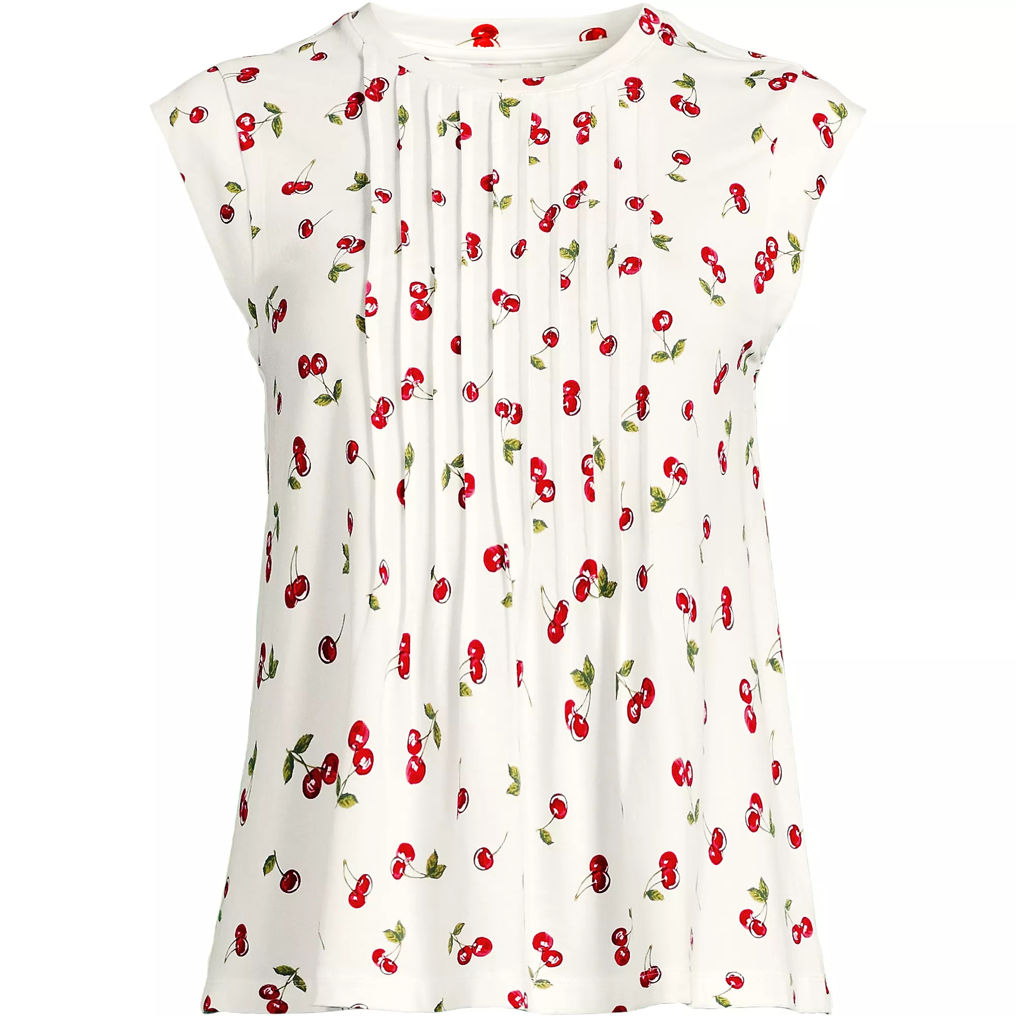 Women's Cap Sleeve Lightweight Jersey Pintuck Swing Top | Lands' End (US)
