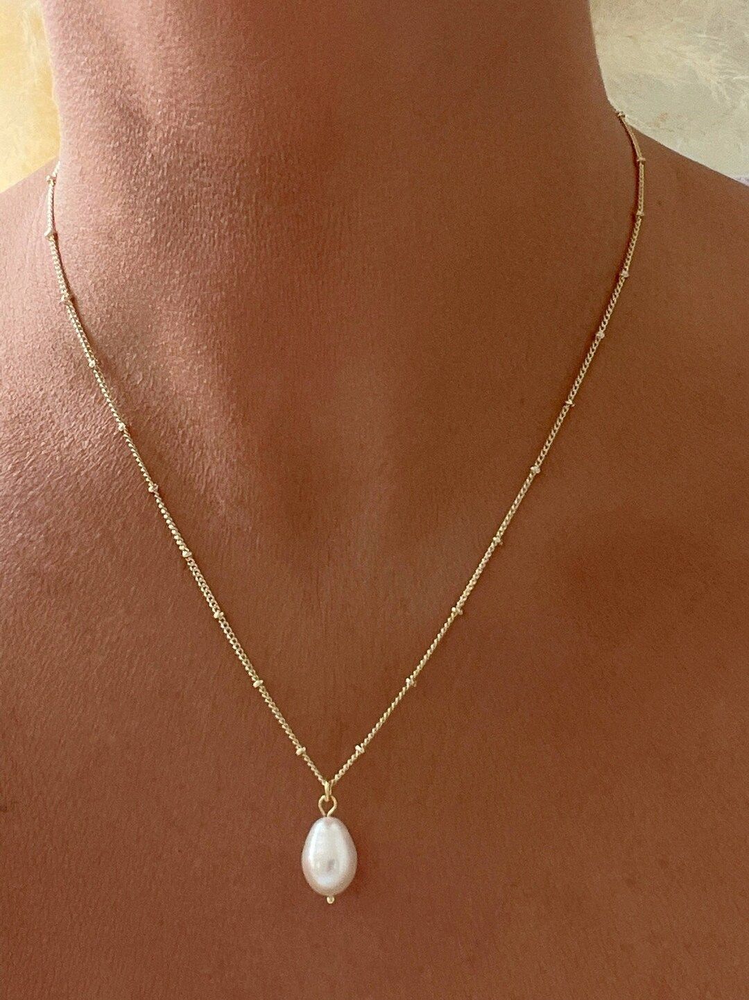 Minimalist Pearl Necklace Simple Pearl Necklace Gold Filled - Etsy | Etsy (US)