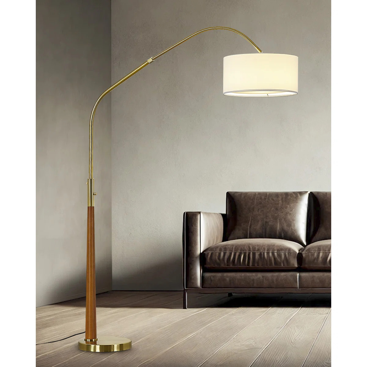 Everly Quinn Quelia 81" Solid Wood Arched Floor Lamp With Dimmable Led Bulb | Wayfair North America