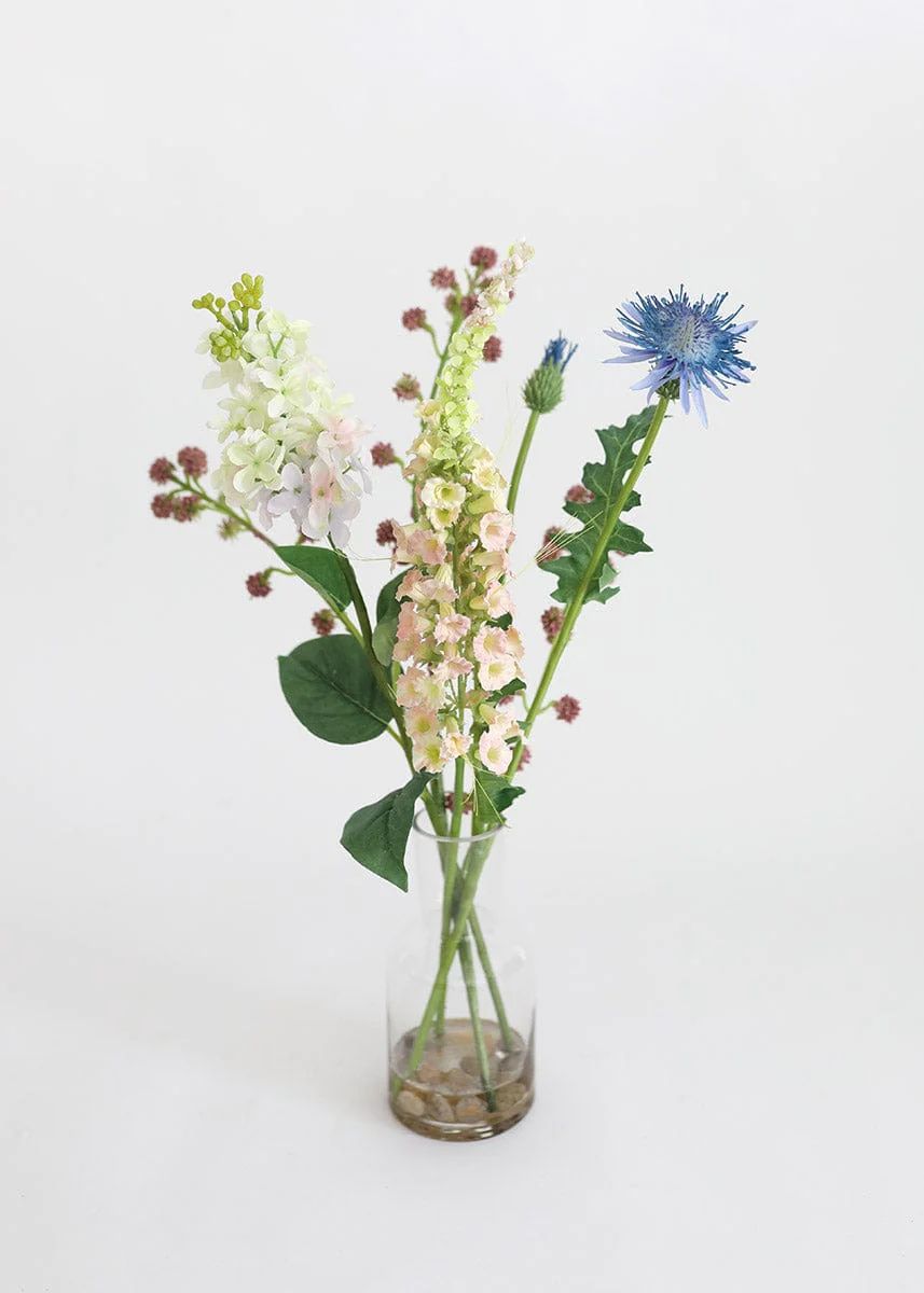 Artificial Lilac and Thistle Flowers in Vase - 18" | Afloral