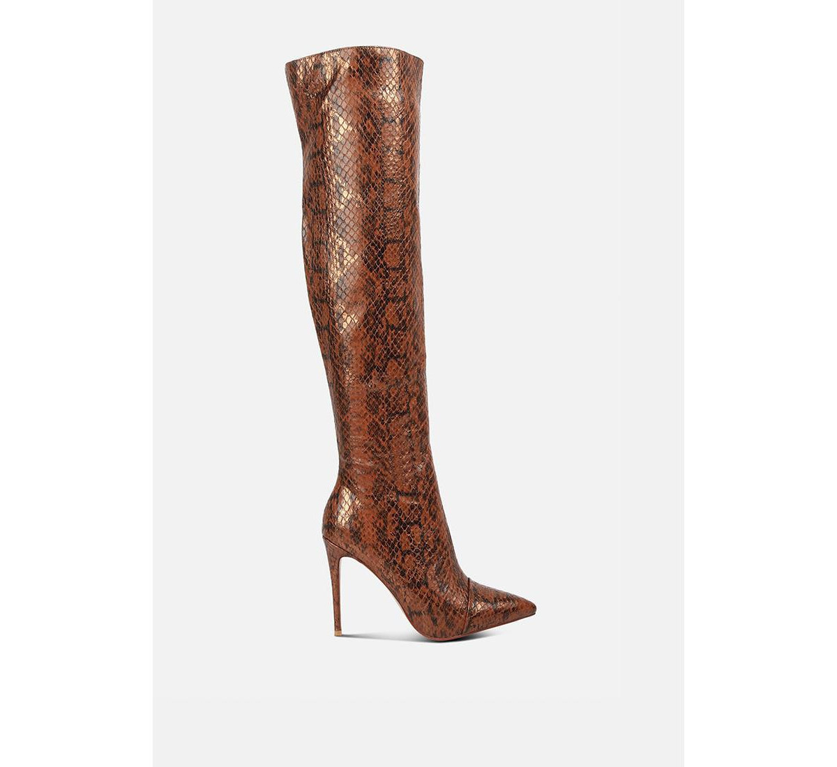 Women's Catalina Snake Print Stiletto Knee Boots - Brown | Macy's