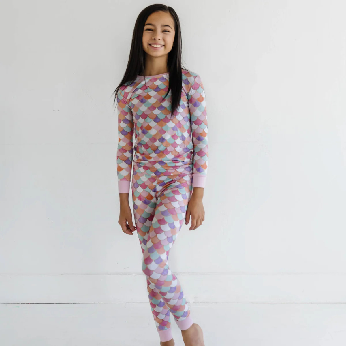 Mermaid Scales Two-Piece Bamboo Viscose Pajama Set | Little Sleepies
