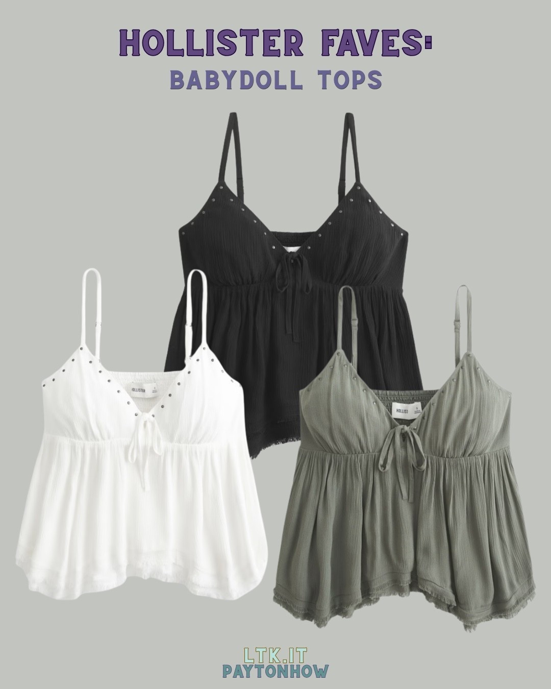 I LOVE these babydoll style camis at Hollister rn!! 

Available in 3 colors and I think they’d be the cutest for a going out fit or country concert 👢

#hollister #hollisterstyle #babydoll #babydolltops #babydolltanks #hollisterfinds

#LTKootd