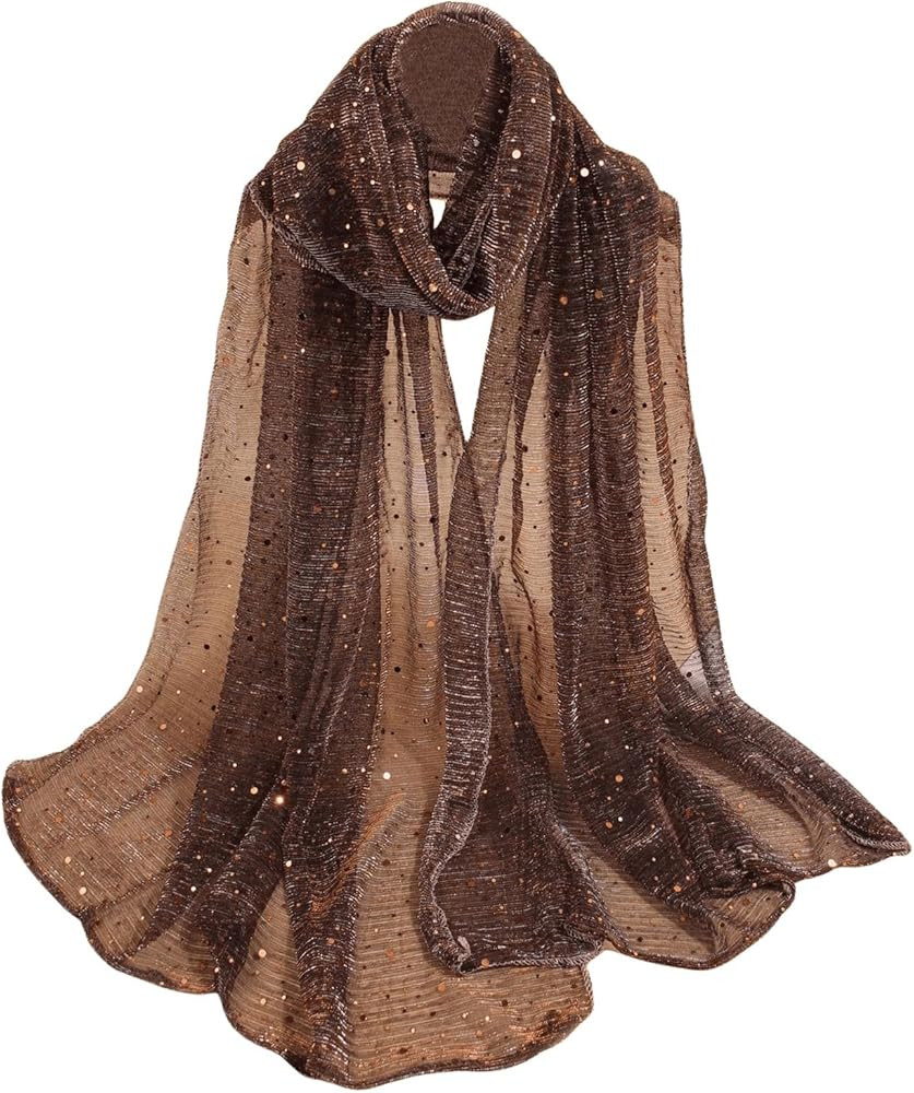 Floerns Women's Sequin Bandana Square Scarf Silk Scarves Mesh Shawl and Wrap for Evening Dresses | Amazon (US)