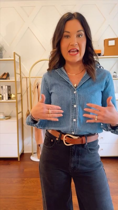 Easy outfit for late winter with gold accessories ! Denim on denim broken up with our fave wishbone belt! 

#LTKVideo #LTKover40 #LTKstyletip