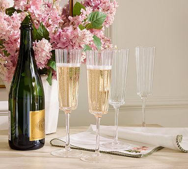 Fluted Glass Champagne Flutes | Pottery Barn (US)