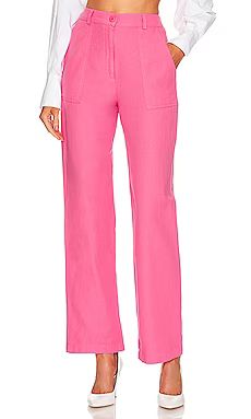 MONROW Cotton Twill Patch Pocket Pant in Rose Bud from Revolve.com | Revolve Clothing (Global)