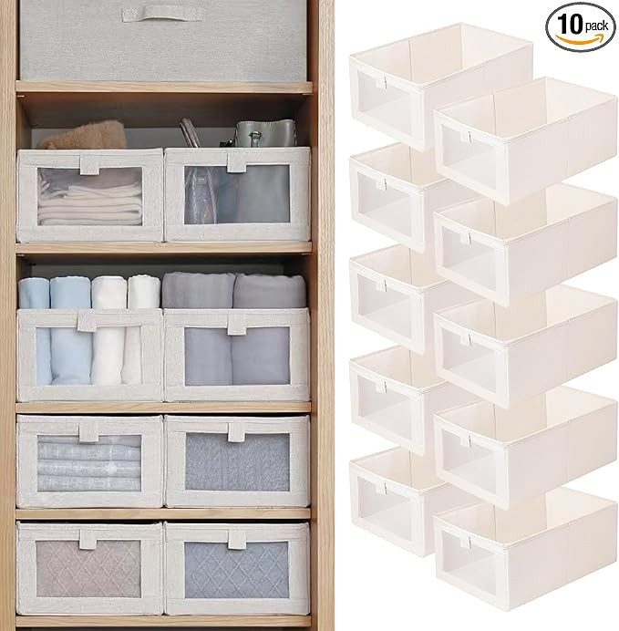 Linen Closet Organizers And Storage, 10 Pack Closet Storage Bins Linen Closet Baskets for Closet ... | Amazon (US)