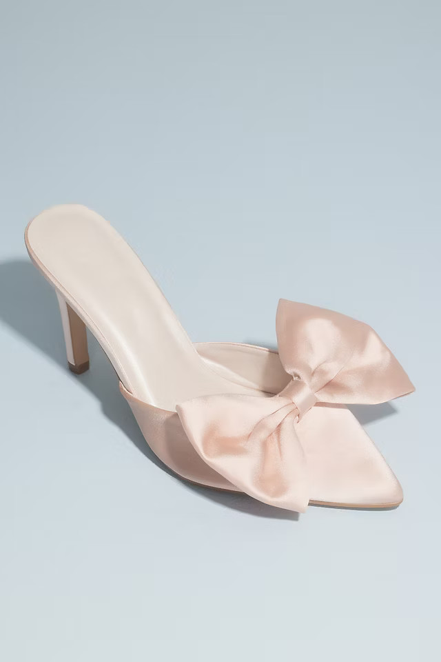 Big Bow Satin Mules | Davids Bridal