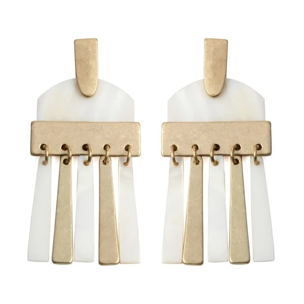 Riah Fashion Simple Geometric Natural Crystal Stone Statement Earrings | Walmart (US)