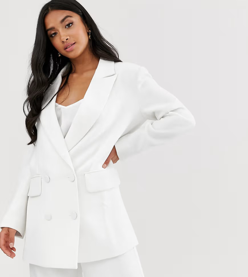 ASOS EDITION Petite double breasted wedding jacket-White | ASOS (Global)