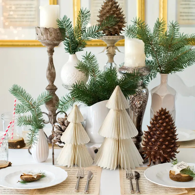 "2pcs, 2-Pack Vintage Honeycomb Christmas Trees, 6"" & 8"" Neutral White & Gold, Indoor Decor, Ne... | Temu Affiliate Program