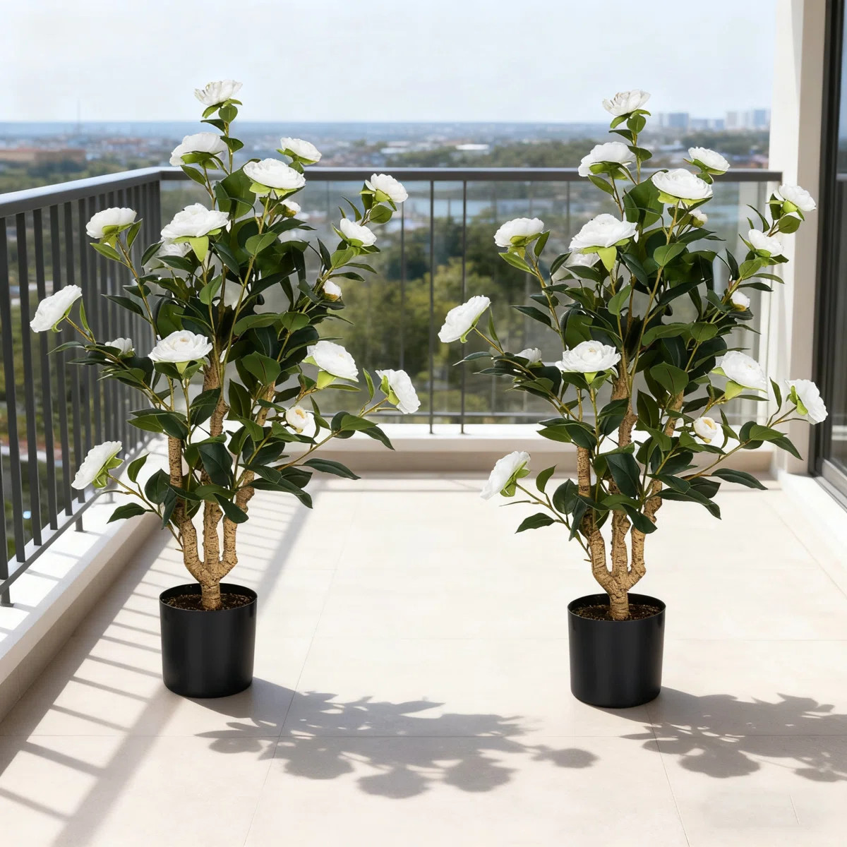 Faux Camellia Plant, Artificial Camellia Tree, Fake Potted Flower Tree For Indoor Outdoor Decor -... | Wayfair North America