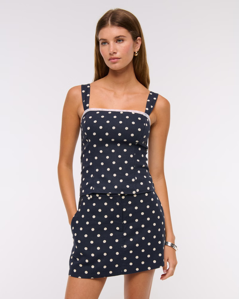 Tailored Linen-Blend Mini Skort | Abercrombie & Fitch (UK)