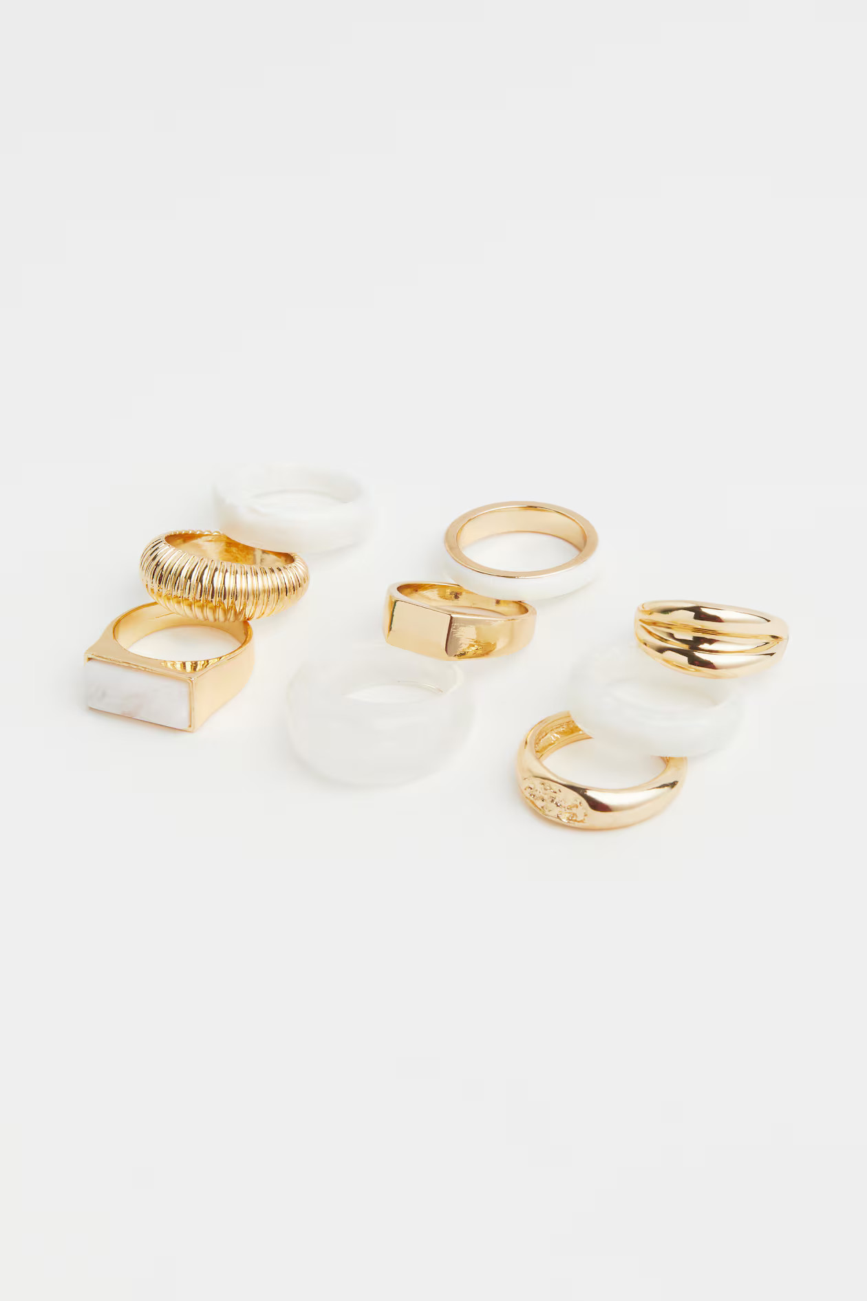 9-pack Rings - Gold-colored/white - Ladies | H&M US | H&M (US + CA)