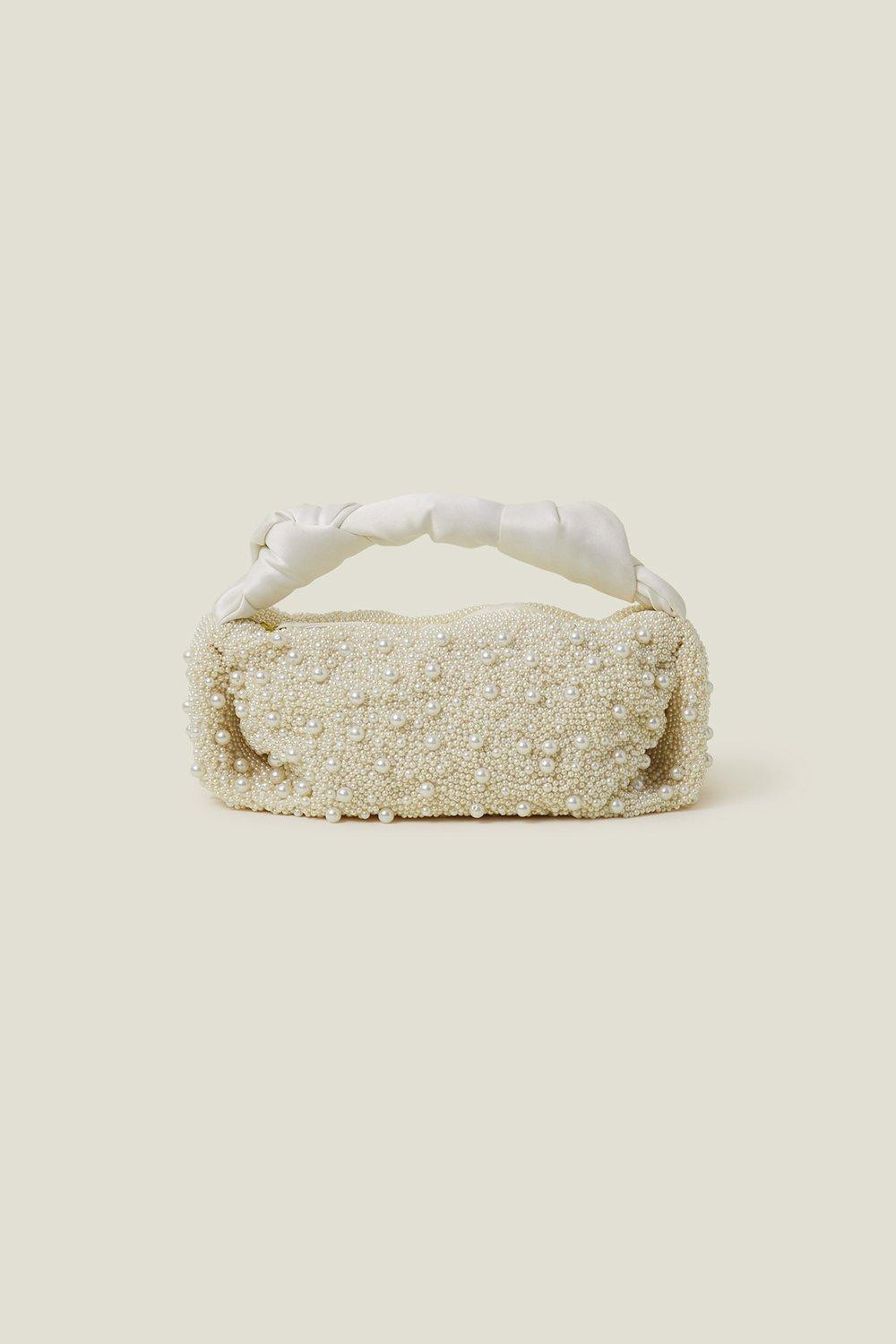 B Satin Handle Pearl Bag | Debenhams UK