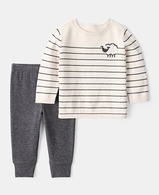 Carter's Baby Boys Striped Sheep Long-Sleeve Sweater & Jogger Pants, 2 Piece Set - Macy's | Macy's