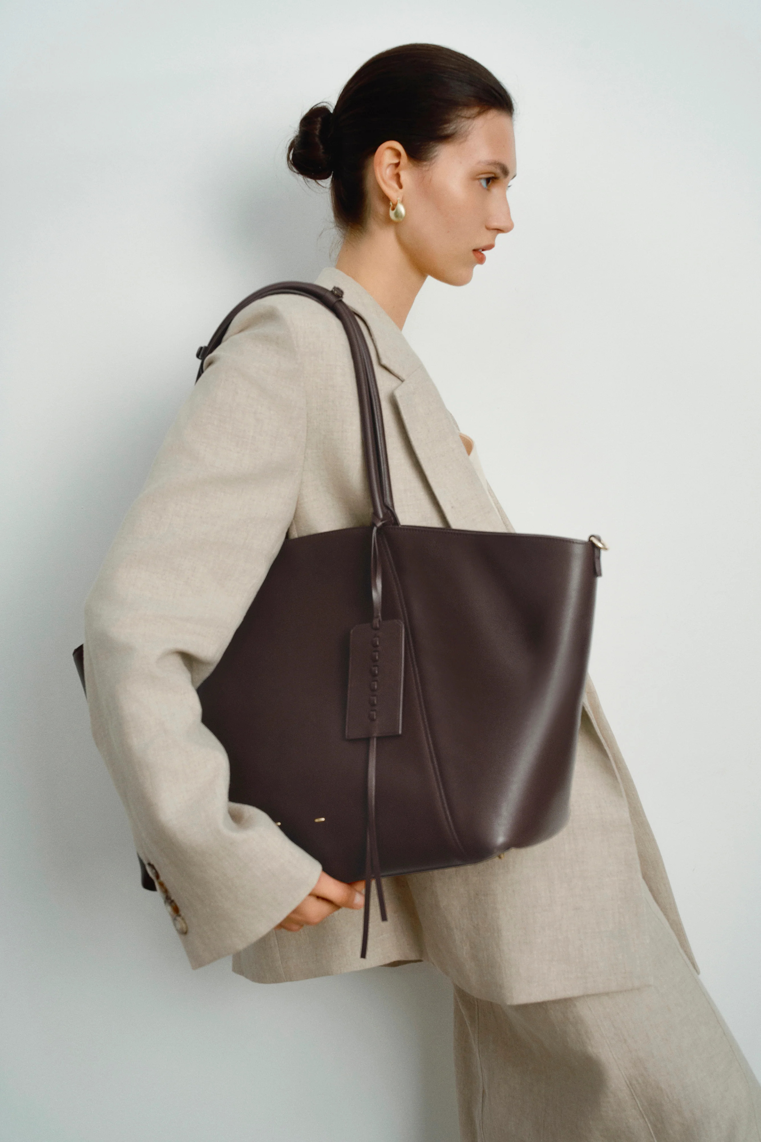 Brera Convertible Tote Bag Large in Dutch Calfskin and Suede | Fabrique