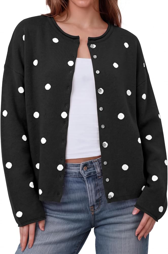 Saodimallsu Womens Striped Cardigan Long Sleeve Button Down Knit Tops | Amazon (US)