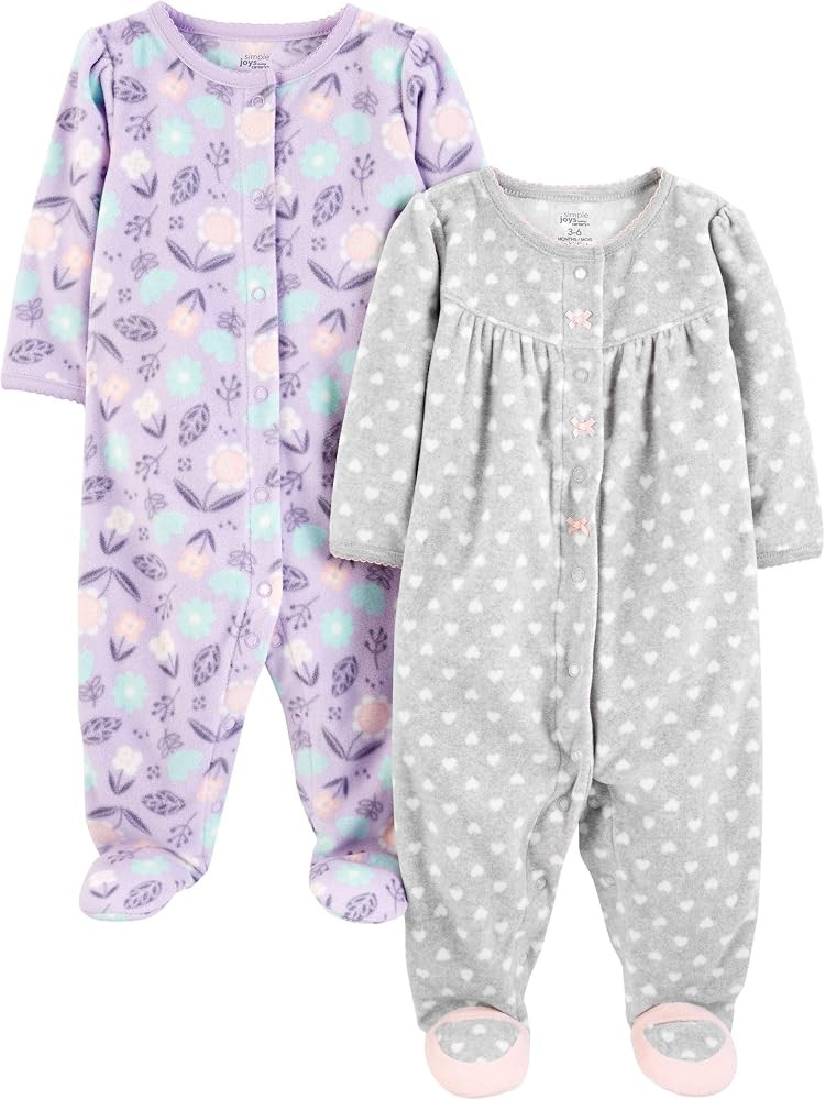 Simple Joys by Carter's Baby Girls' Cotton and Fleece Footed Sleep and Play, Pack of 2 | Amazon (US)