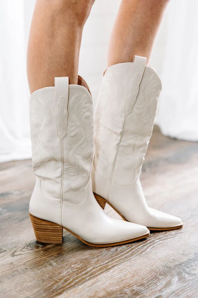 Highly Thought Of Cream White Western Boots | The Mint Julep Boutique