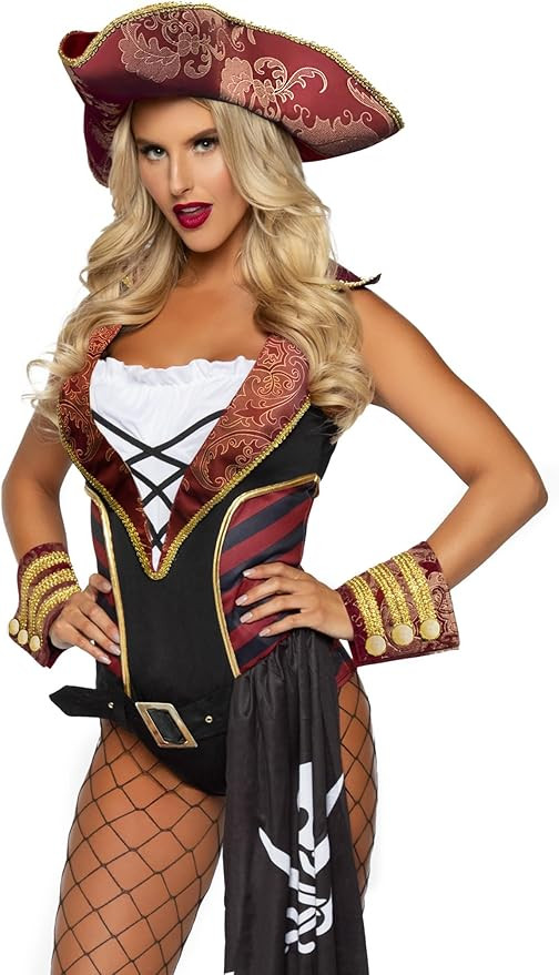 Leg Avenue Women's 4 Pc Sultry Swashbuckler Pirate Costume | Amazon (US)