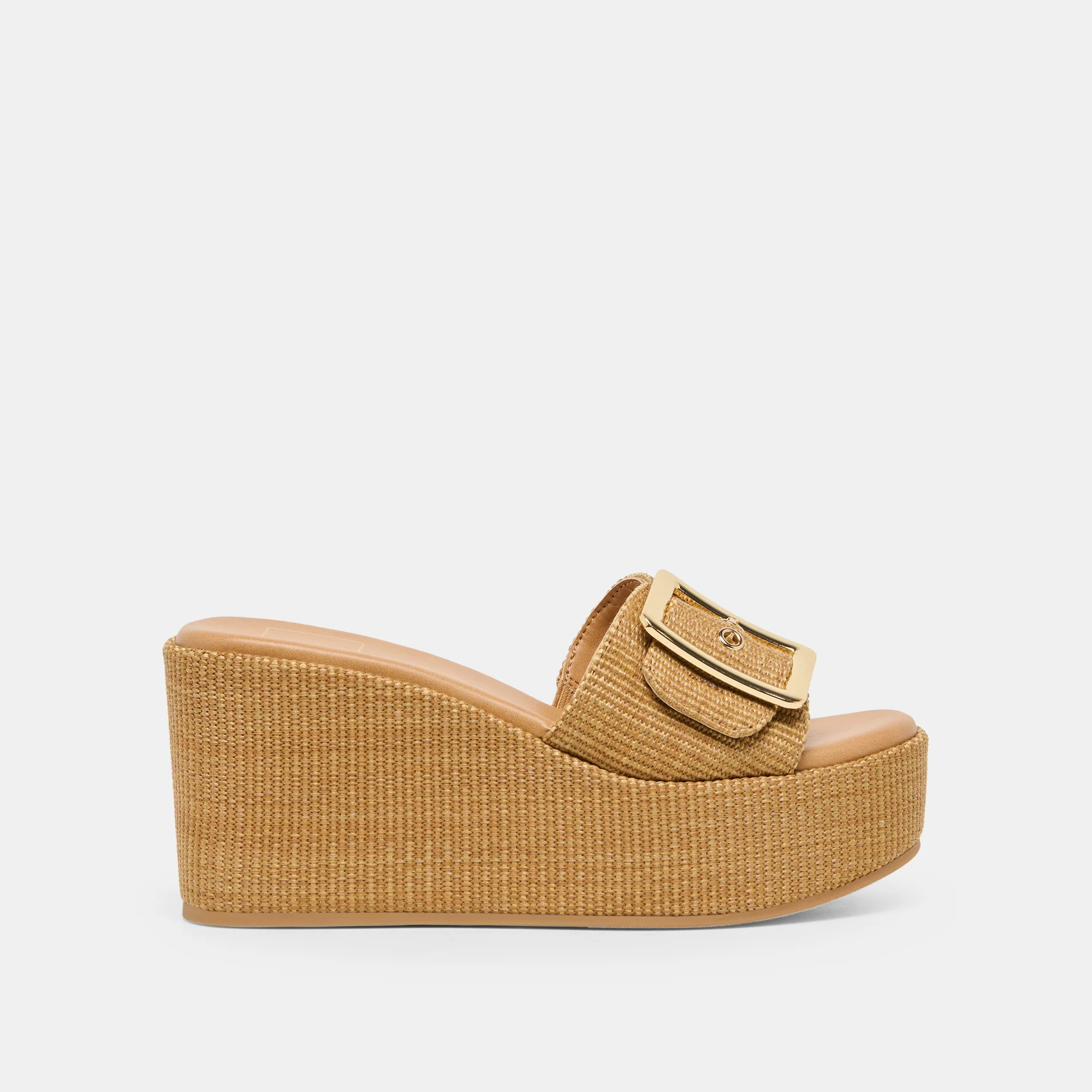 Jilian Wedges Mocha Raffia | DolceVita.com