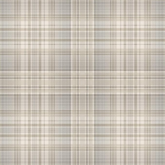 Norwall AF37721 Check Plaid Pre-Pasted Wallpaper, Beige, Coffee, Sepia, Grey, Dove | Amazon (US)