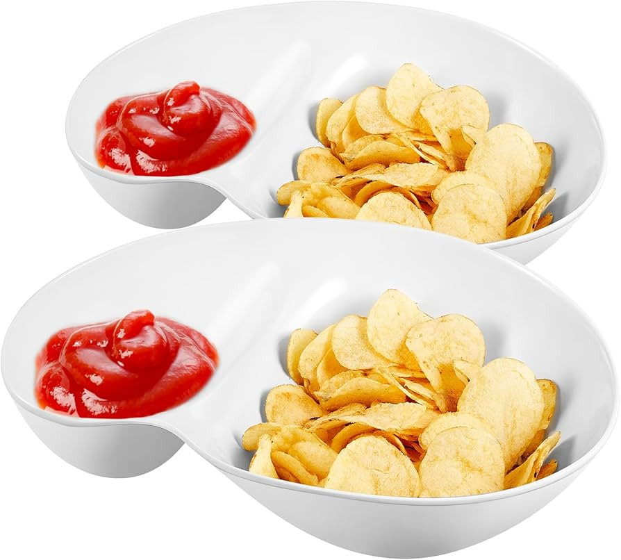 2 Pcs Chip and Dip Bowl Chip and Dip Serving Set Divided Platter Tray 18oz & 5oz Compartment Serv... | Amazon (US)