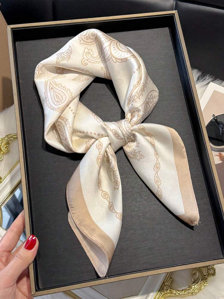 1pc Women Silky Paisley Floral Print 70cm Square Scarf, Versatile Bandana, Waist Tie, Hair Access... | SHEIN