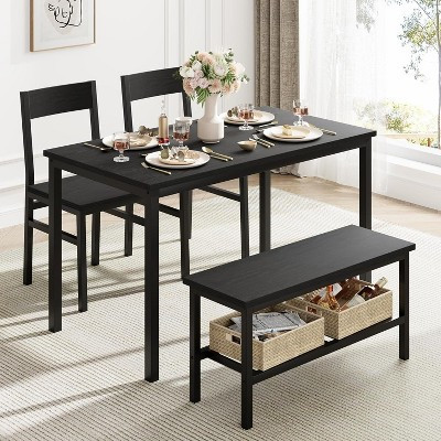 coucheta Dining Table and Chairs Set of 4, Kitchen Table with 2 Chairs & 1 Bench, Modern Metal Frame Dining Room Furniture Set for Small Space, Black | Target