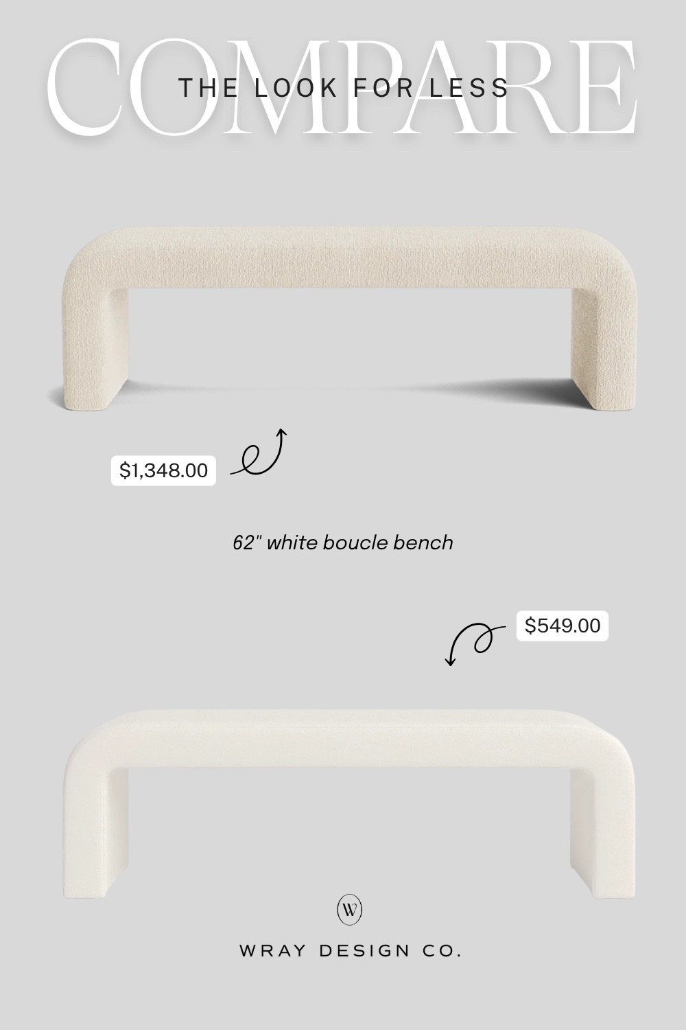 Your weekly look for less is here! Featuring a modern white boucle bench with waterfall detail. Will you splurge or are you buying the dupe? Let us know! I think I’m buying the dupe.

#LTKSaleAlert #LTKStyleTip #LTKHome