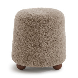 Otto Modern Cylinder Sheepskin Upholstered Stool with Ball Feet | Eternity Modern
