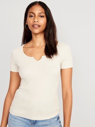 Fitted Rib-Knit T-Shirt for Women | Old Navy (US)