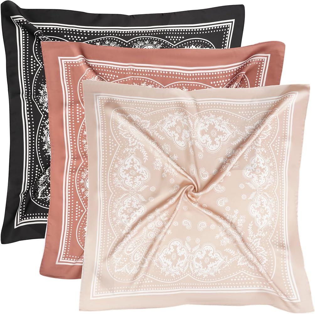 VANLINKER 27.5 Inches Silk Head Scarf for Women Men Vintage Bandanas Satin Hair Scarf Silk Wrap N... | Amazon (US)