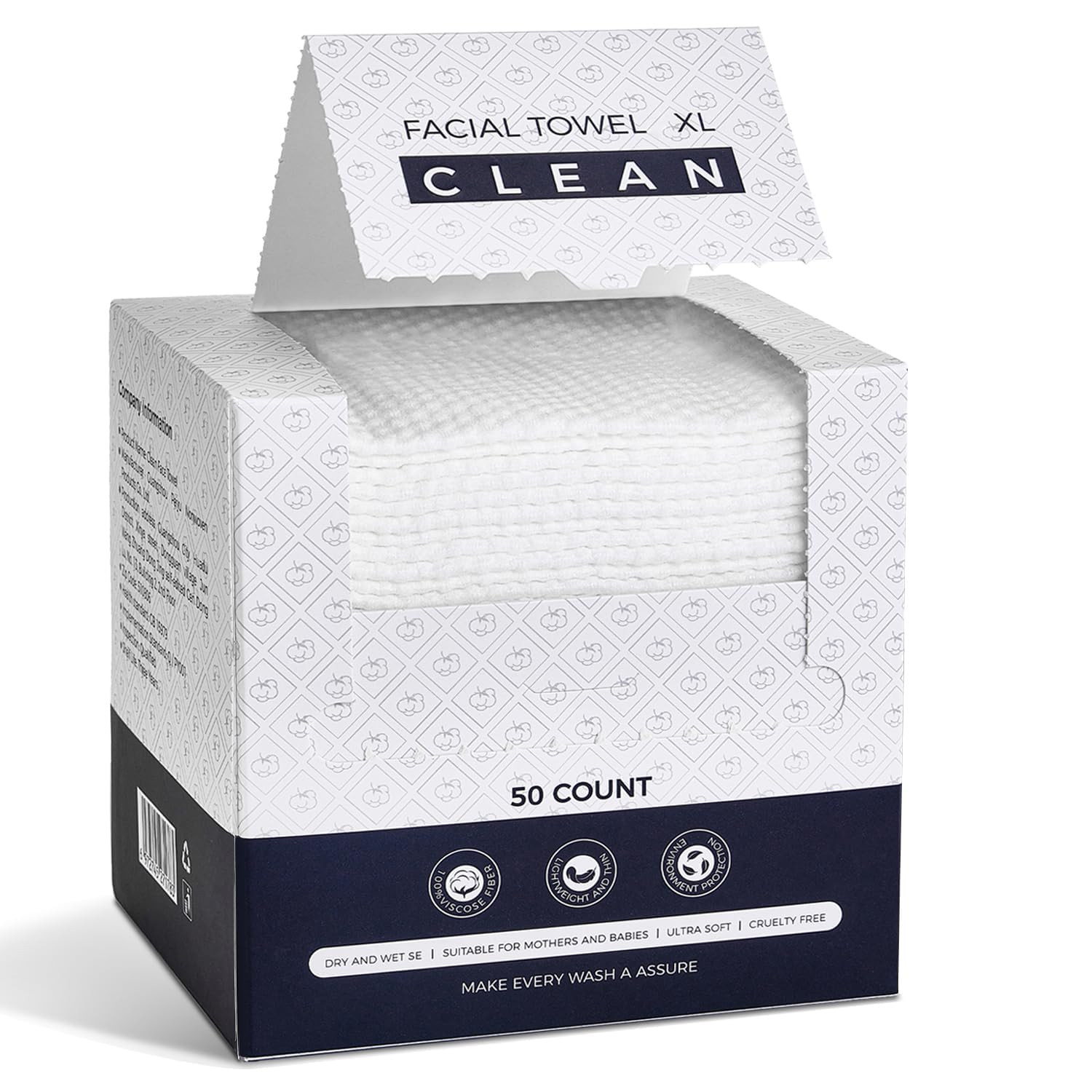 Disposable Face Towels, Viscose Biodegradable Large Dry Wipes, Super Soft & Thick Face Cleansing Towels, Daily Facial Tissues for Sensitive Skin, Makeup Removing,Facial Clean,Nursing,Travel (50 Count) | Amazon (US)