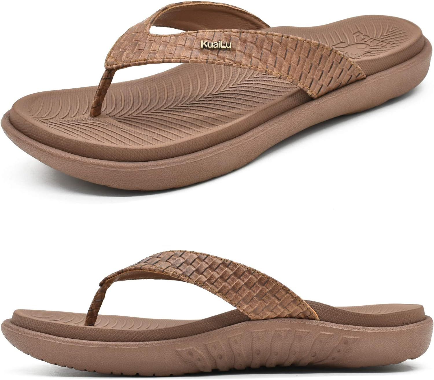 KuaiLu Womens Flip Flops Ladies Yoga Mat Comfortable Walking Thong Sandals With Plantar Fasciitis... | Amazon (US)