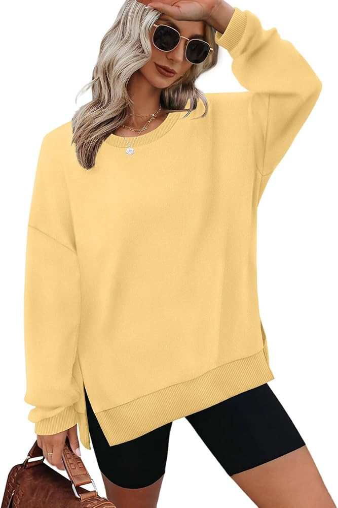 XIEERDUO Womens Oversized Sweatshirts Pullover Casual Crewneck Long Sleeve Tops Comfy | Amazon (US)