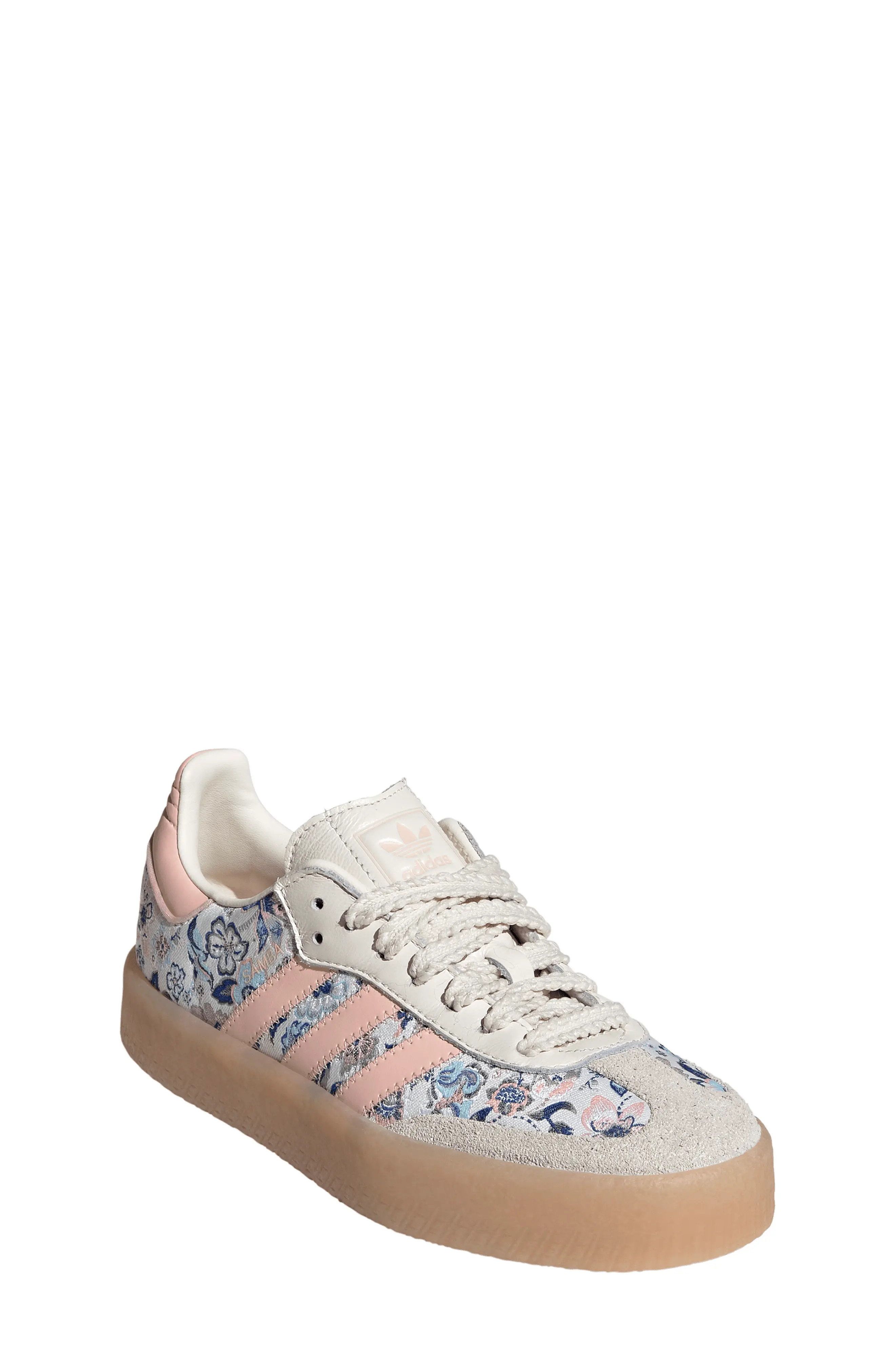 adidas Kids' Sambae Sneaker in Off White/Blush Pink/Gum 3 at Nordstrom, Size 3.5 M | Nordstrom