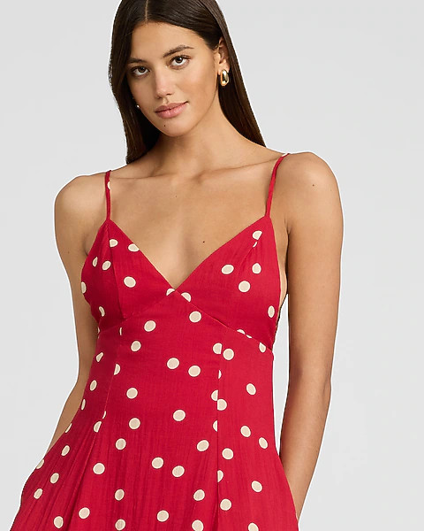 Polka Dot Tie Back Fit & Flare Midi Dress | Express | Express