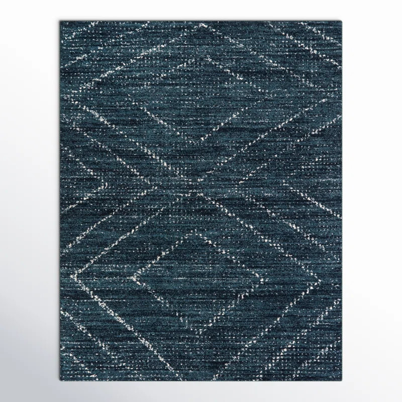 Beveridge Geometric Dark Blue Area Rug | Wayfair North America