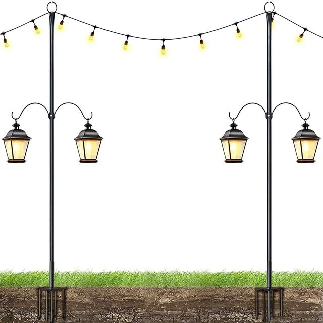 SURNIE Outdoor String Light Poles: 8.6FT Tall Patio Lighting Stand with Hooks Sturdy Metal Post t... | Walmart (US)