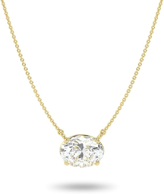 0.33 to 3 Carat Lab Grown Diamond Oval Necklace 14K Gold | Amazon (US)