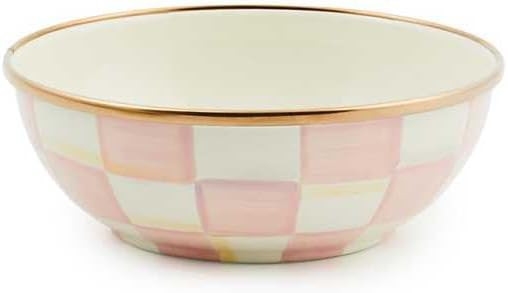 MACKENZIE-CHILDS Enamel Everyday Bowl, Serving Bowl for Entertaining, Pink-and-White Rosy Check | Amazon (US)