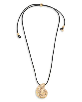 Ettika Pavé & Imitation Pearl Swirled Shell Black Cord Adjustable Pendant Necklace in 18K Gold P... | Bloomingdale's (US)