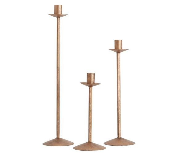 Willa Antique Gold Candlesticks, Set of 3 | Pottery Barn (US)