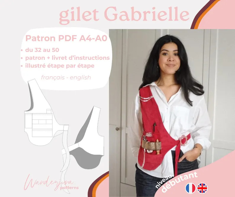 Gabrielle Vest - French A4/A0 pattern / sewing apron PDF ready to print, printable pattern | Etsy (Global)