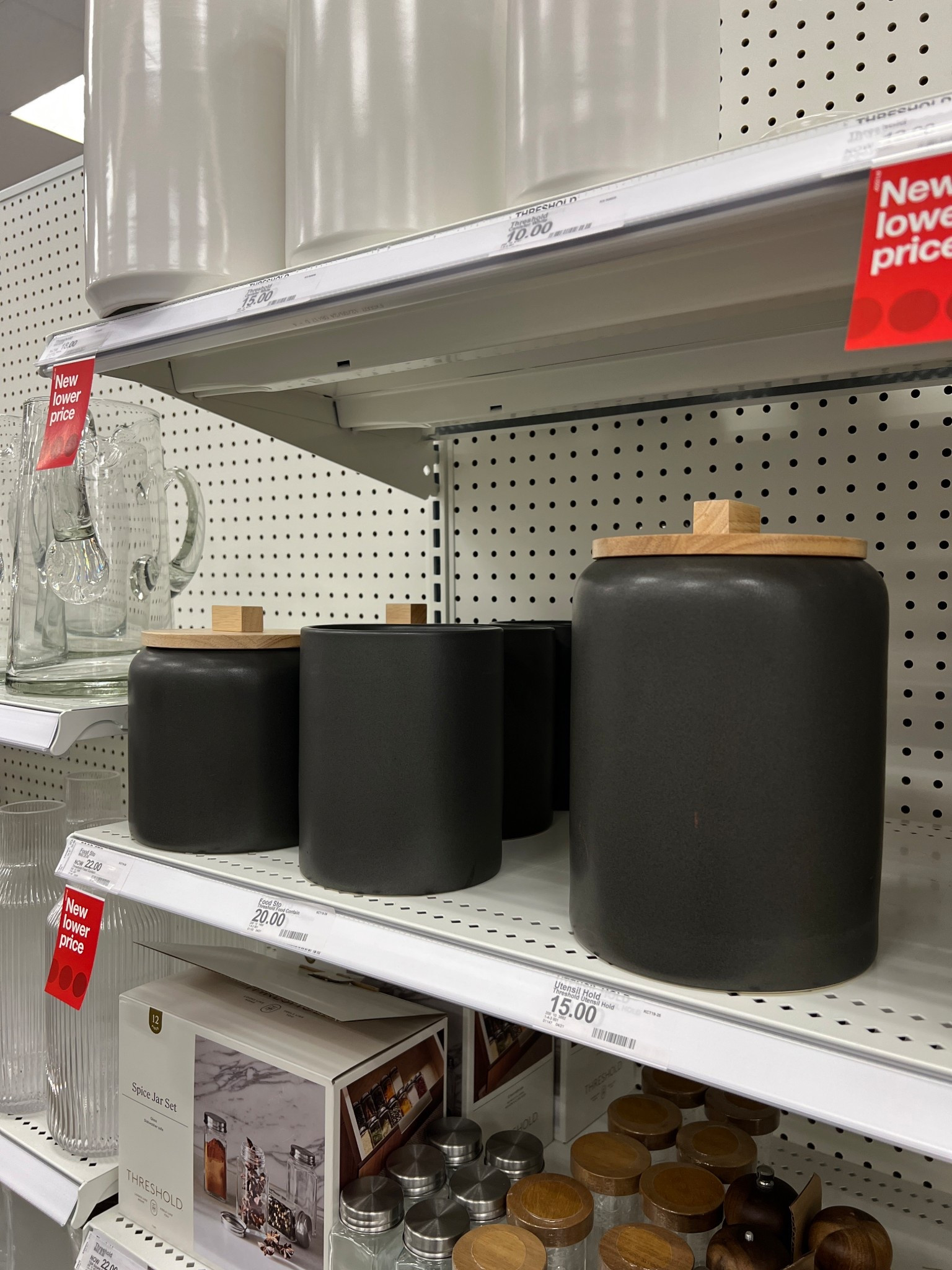 The Stoneware Tilley Food Storage Canister with Wood Lid from Threshold™ makes it easy to organize your favorite foods. Made from durable stoneware, this decorative food storage canister comes with a wooden lid that helps maintain freshness and keeps food flavorful. Designed with a cylindrical silhouette, this stoneware food canister is great for storing flour, whole grains and coffee beans, as well as cookies, snacks and other munchies. Plus, the black matte finish makes it a great accent piece for your countertop or kitchen island.

Provide your kitchen tools a stylish place to rest when not in use and bring organization to your kitchen with the Stoneware Tilley Utensil Holder from Threshold™. Crafted from durable stoneware, this utensil holder with its sleek construction and minimalist design lends a contemporary update to your kitchen. Featuring a wide rim that makes it great for a variety of kitchen tools — from spoons, forks, spatulas and ladles to whisks, turners and more — this stoneware utensil holder boasts a black matte finish that makes it a great accent piece for your countertop or kitchen island.

#LTKHome #LTKFindsUnder50 #LTKStyleTip