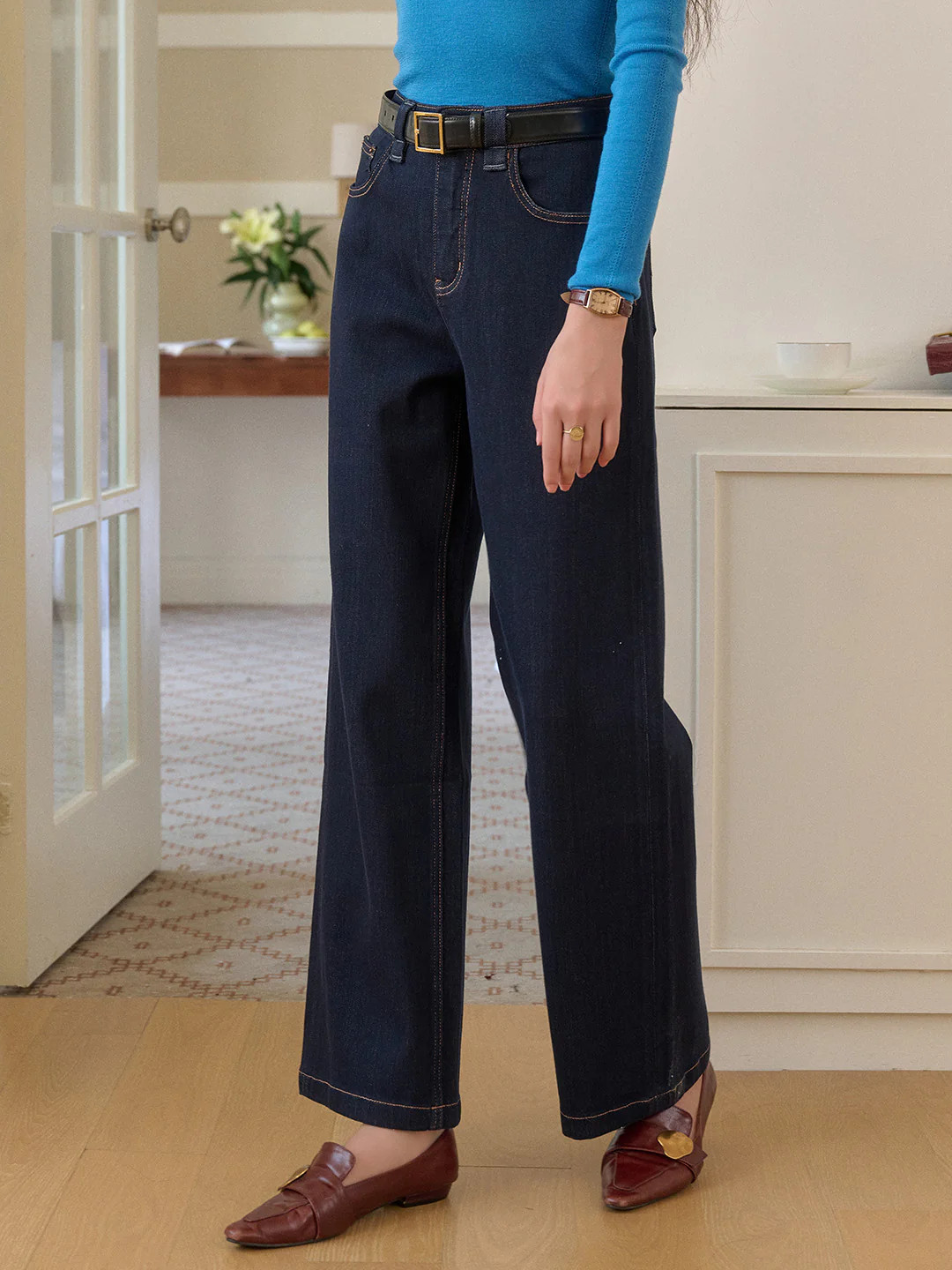Alexis Straight Lyocell Cotton Jeans | Simple Retro